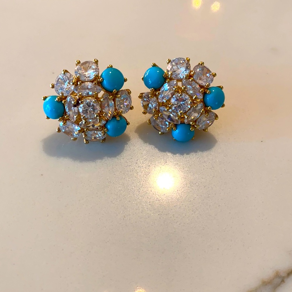 JCREW earrings: gold and turquoise